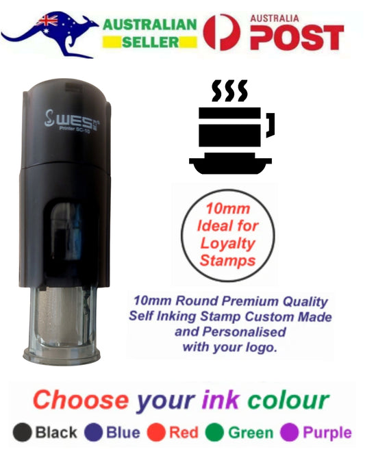 Custom 10mm round Loyalty Card Logo Self-Ink Rubber Stamp Business logo Business