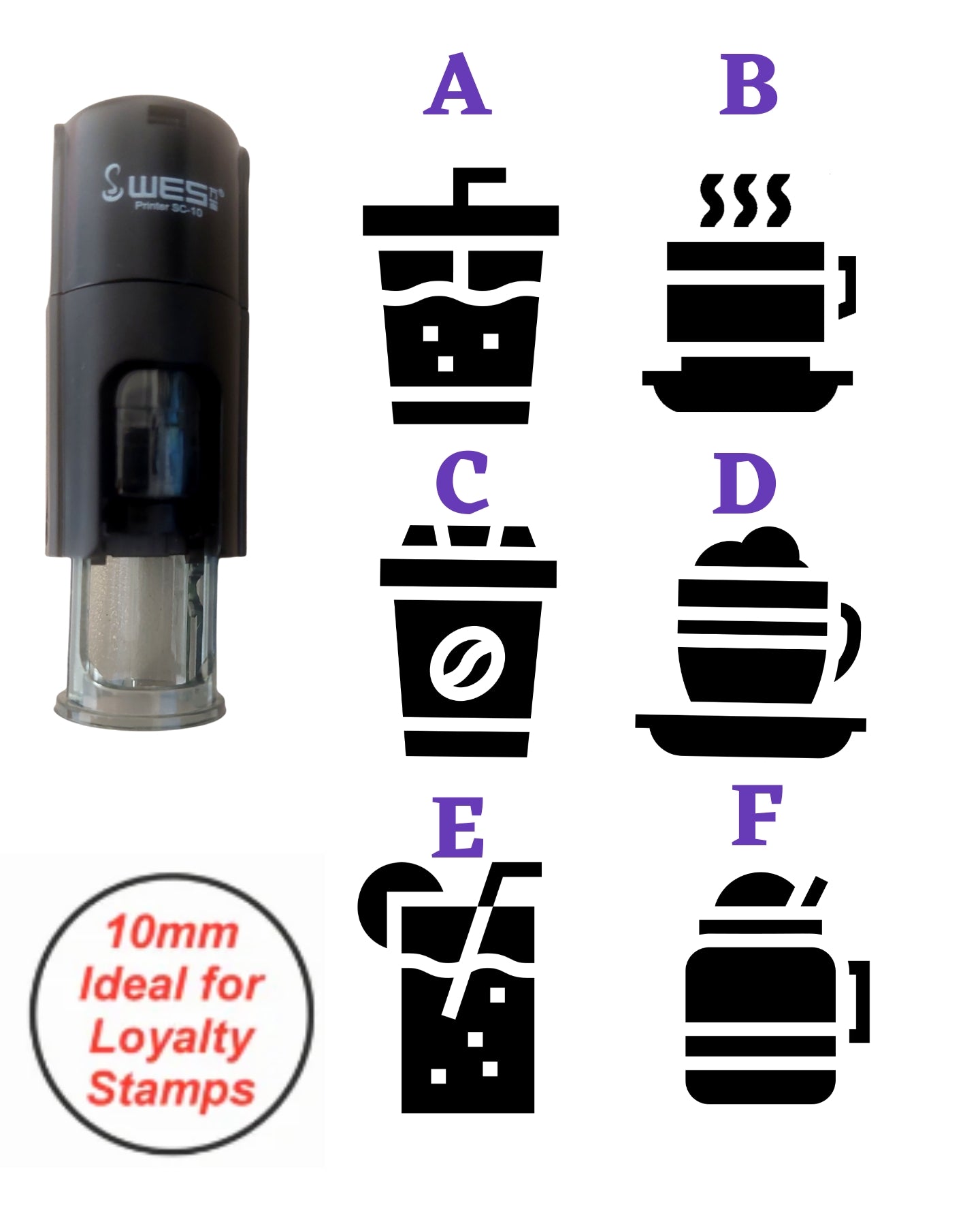 Custom 10mm round Loyalty Card Logo Self-Ink Rubber Stamp Business logo Business