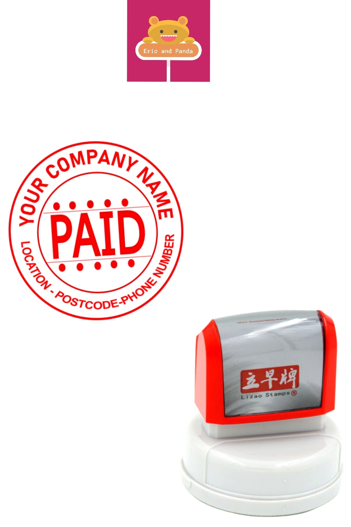 Personalised Self Inking Custom Stamp Business Refillable 48mm Round Logo Name