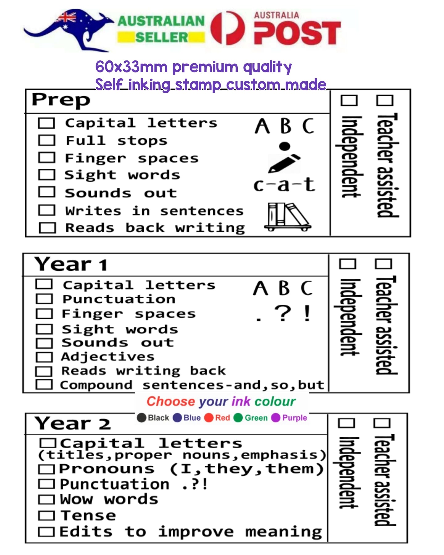 Teacher Gift Custom checklist stamps Personalized Teacher Stamp self ink stamp 60x33mm