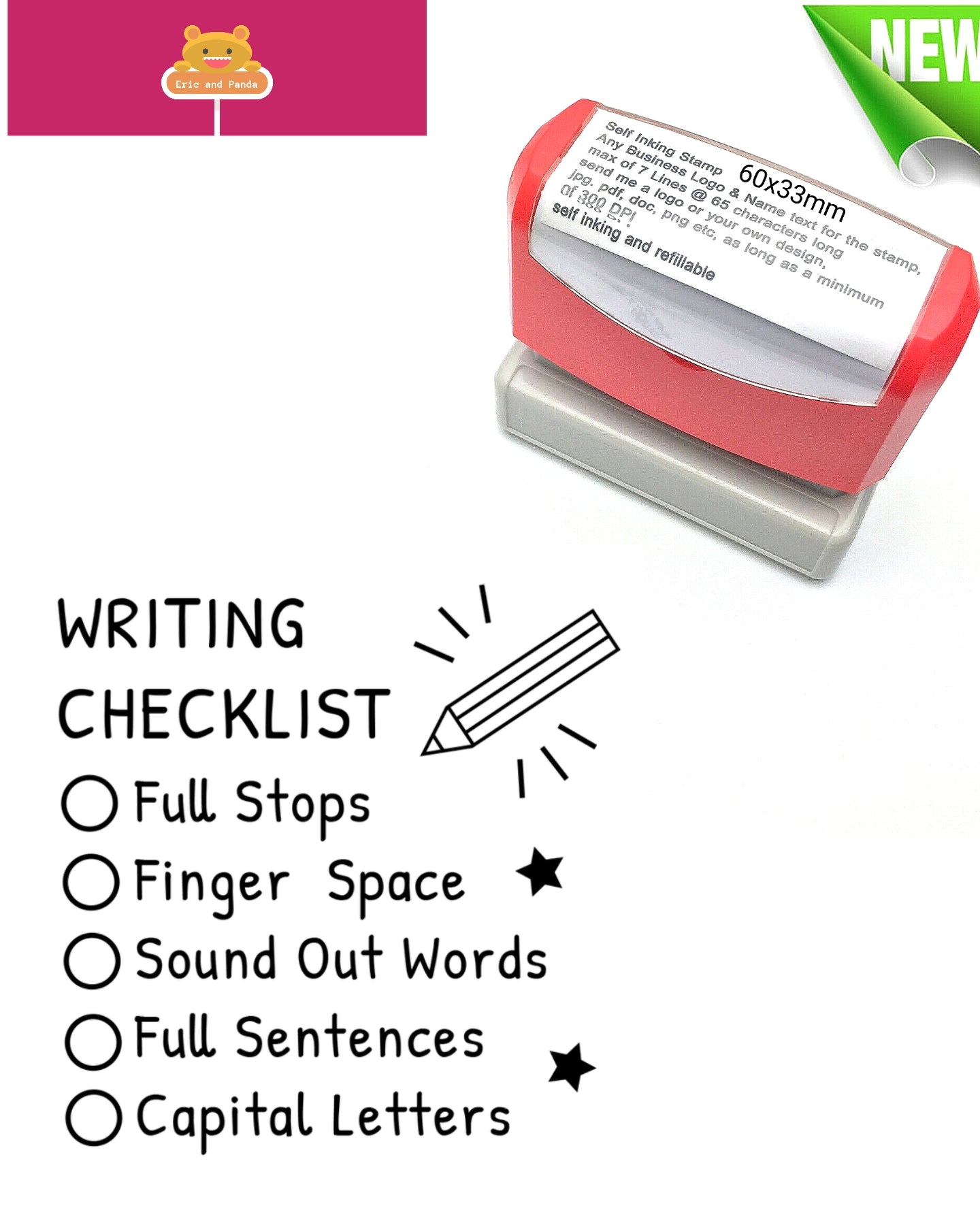 Personalized Teacher Custom Self-inking Stamp Teacher writing checklist stamp Large