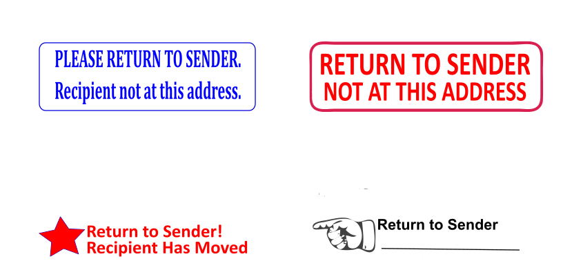 "RETURN TO SENDER" or Personalised Signature Flash Stamp Self Inking 10mmx27mm