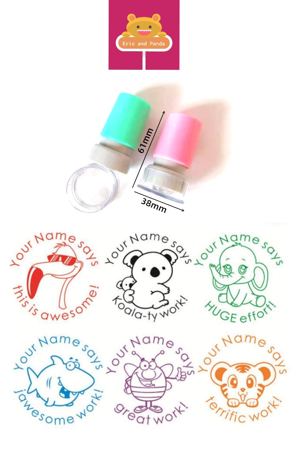 Peronalised Teacher Homework Feedback Custom Self-inking School Stamp 28mm Round