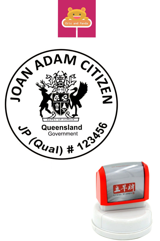 QLD JP JUSTICE OF THE PEACE Queensland Custom Stamp Self Inking Refillabe Large 48mm