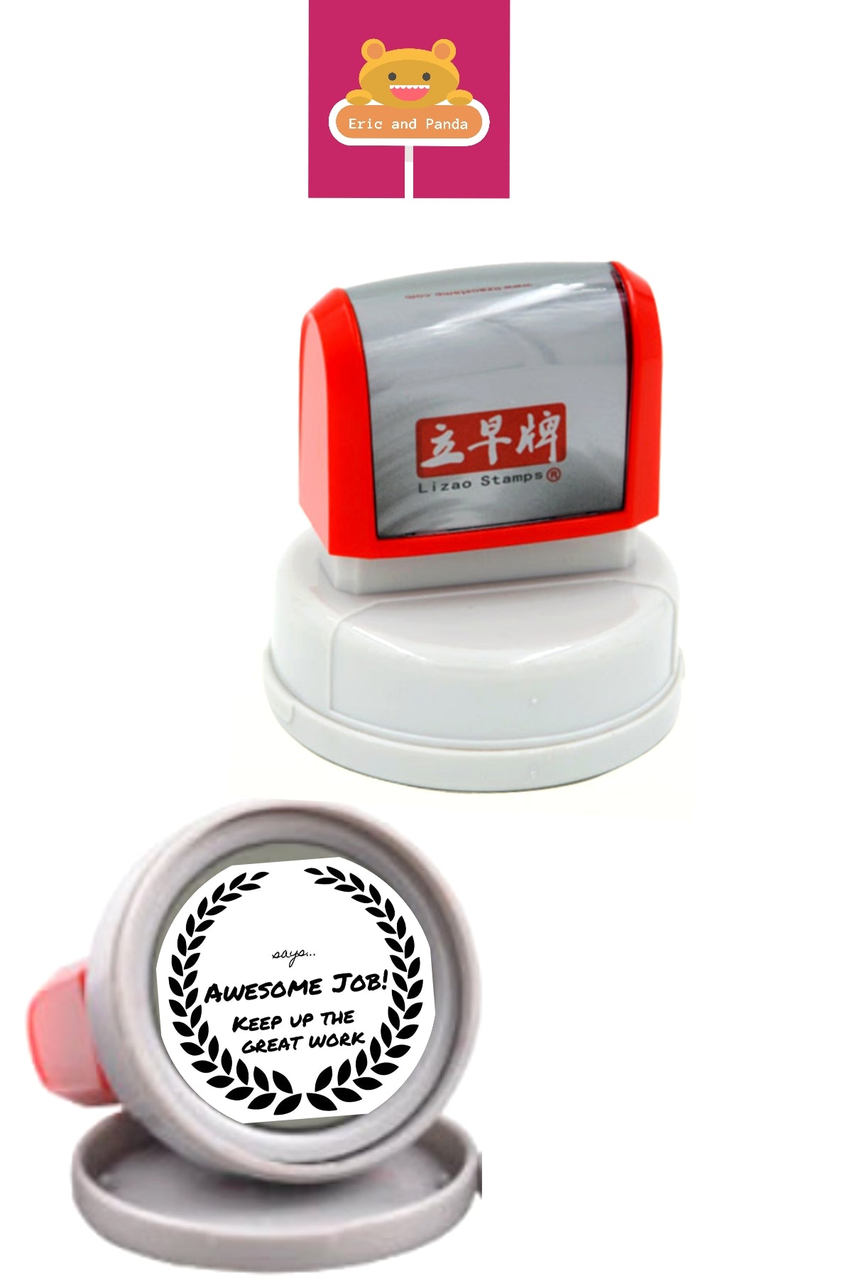 Awesome Job! Personalised School Teacher Stamp Self-inking 48mm round