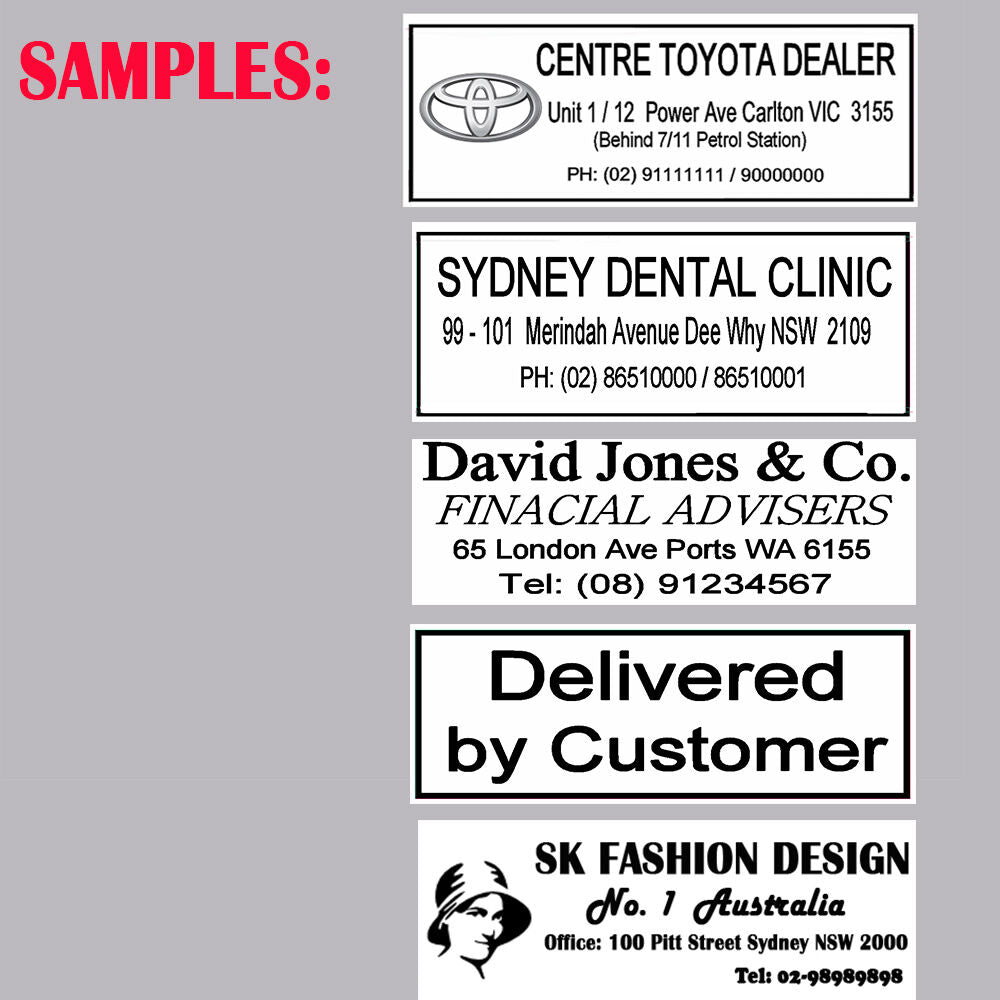 Personalised Self Inking Rubber Stamp Custom Business Name Address 60mm x 33mm